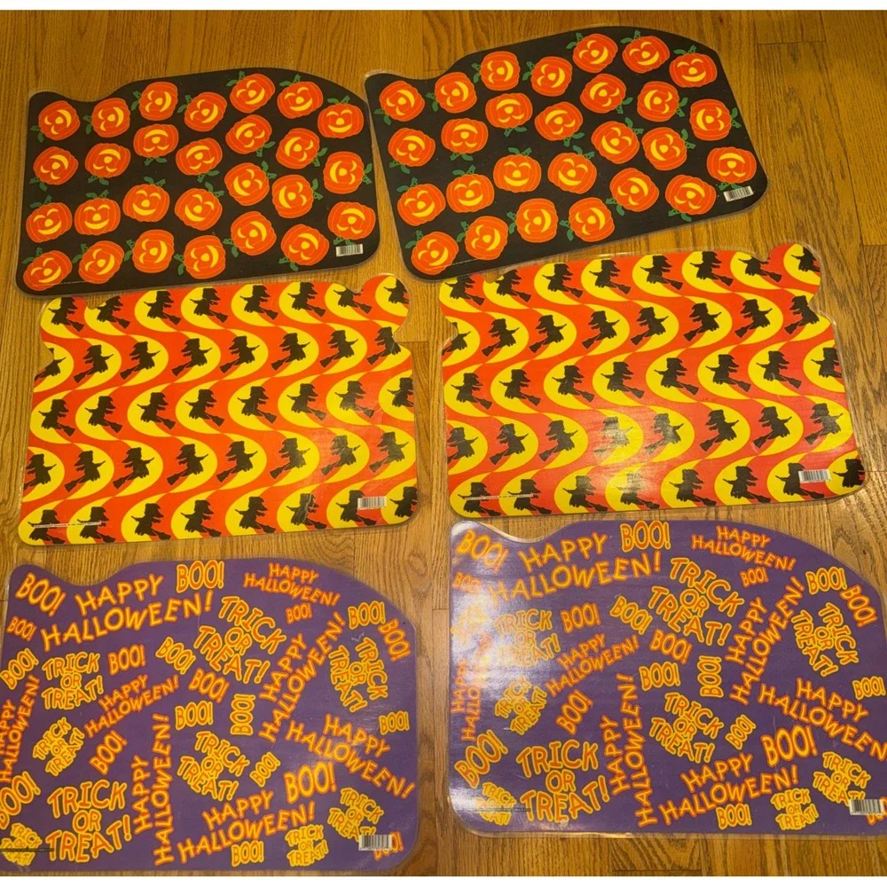 Vintage 1996 Bright of America Halloween Placemats Set of 6 Double Sided USA
